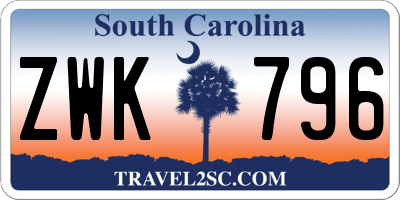 SC license plate ZWK796