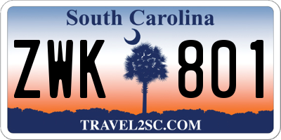 SC license plate ZWK801