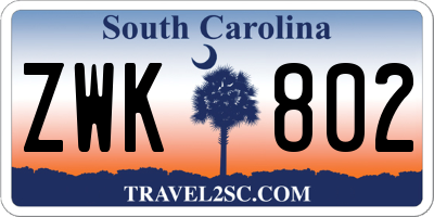 SC license plate ZWK802