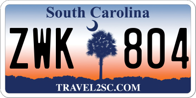 SC license plate ZWK804