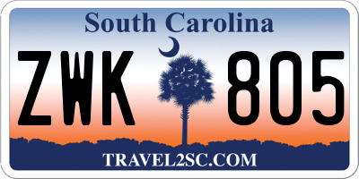 SC license plate ZWK805
