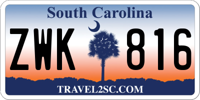 SC license plate ZWK816