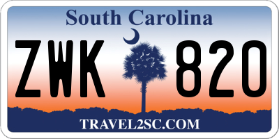 SC license plate ZWK820