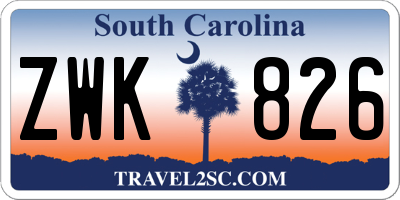 SC license plate ZWK826