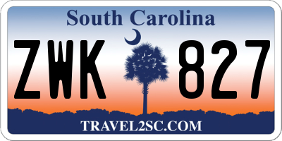 SC license plate ZWK827