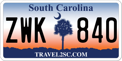 SC license plate ZWK840