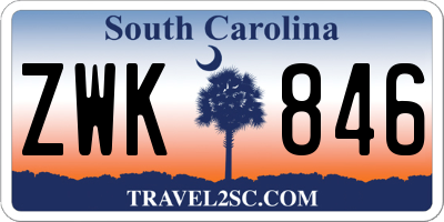 SC license plate ZWK846