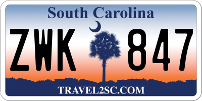 SC license plate ZWK847