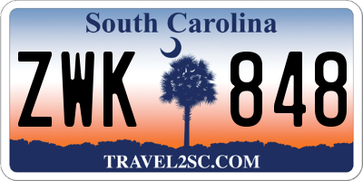 SC license plate ZWK848