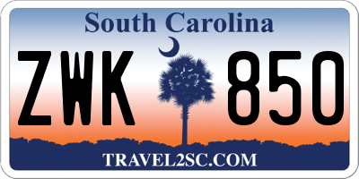 SC license plate ZWK850