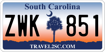 SC license plate ZWK851