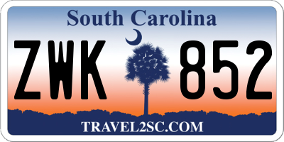 SC license plate ZWK852
