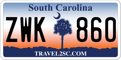 SC license plate ZWK860