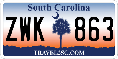 SC license plate ZWK863