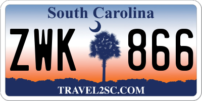 SC license plate ZWK866