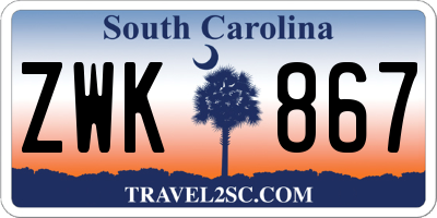 SC license plate ZWK867