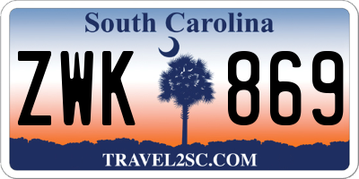 SC license plate ZWK869