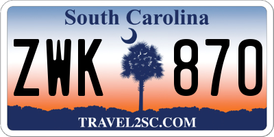 SC license plate ZWK870