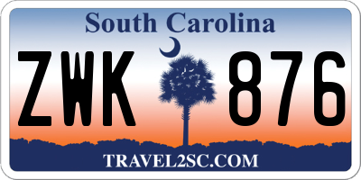 SC license plate ZWK876