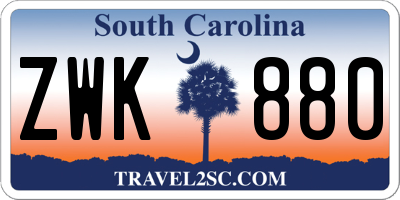 SC license plate ZWK880