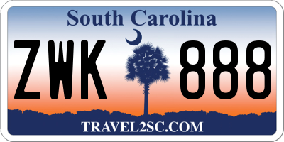 SC license plate ZWK888