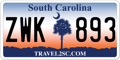 SC license plate ZWK893