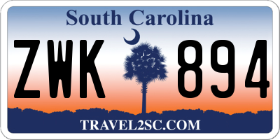 SC license plate ZWK894