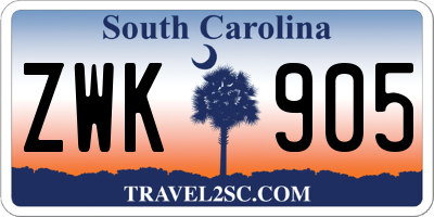 SC license plate ZWK905