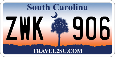 SC license plate ZWK906