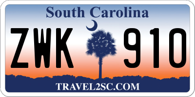 SC license plate ZWK910
