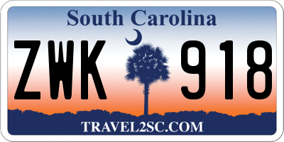 SC license plate ZWK918