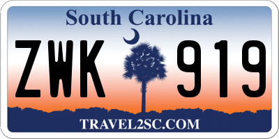 SC license plate ZWK919