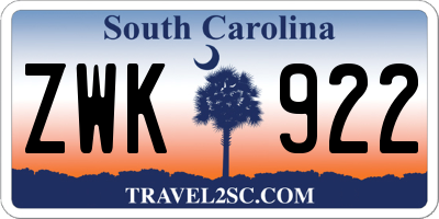 SC license plate ZWK922