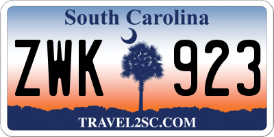 SC license plate ZWK923