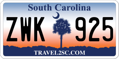 SC license plate ZWK925
