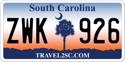 SC license plate ZWK926