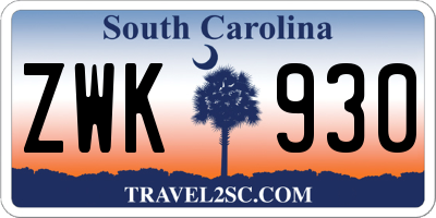 SC license plate ZWK930