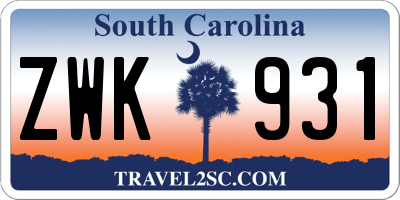 SC license plate ZWK931
