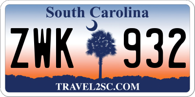 SC license plate ZWK932