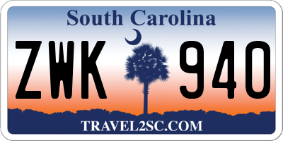 SC license plate ZWK940