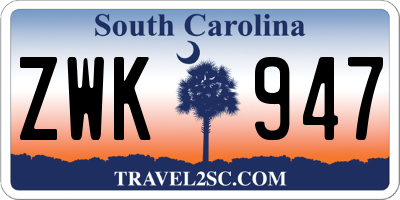 SC license plate ZWK947