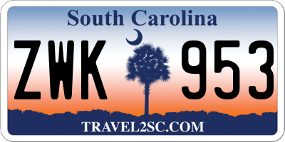 SC license plate ZWK953