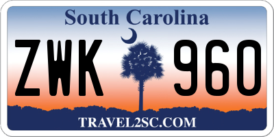 SC license plate ZWK960