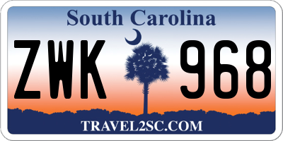 SC license plate ZWK968