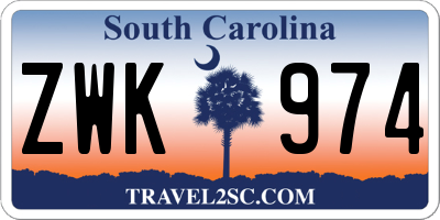 SC license plate ZWK974