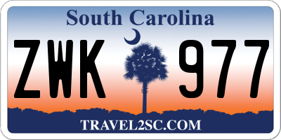 SC license plate ZWK977