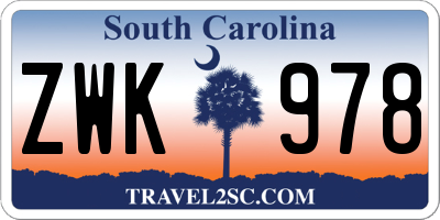 SC license plate ZWK978