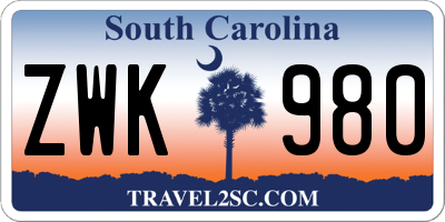 SC license plate ZWK980
