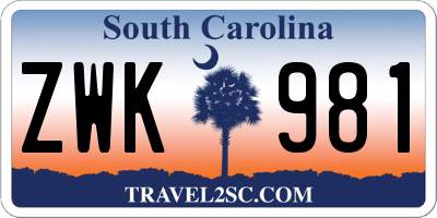 SC license plate ZWK981