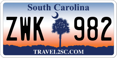 SC license plate ZWK982